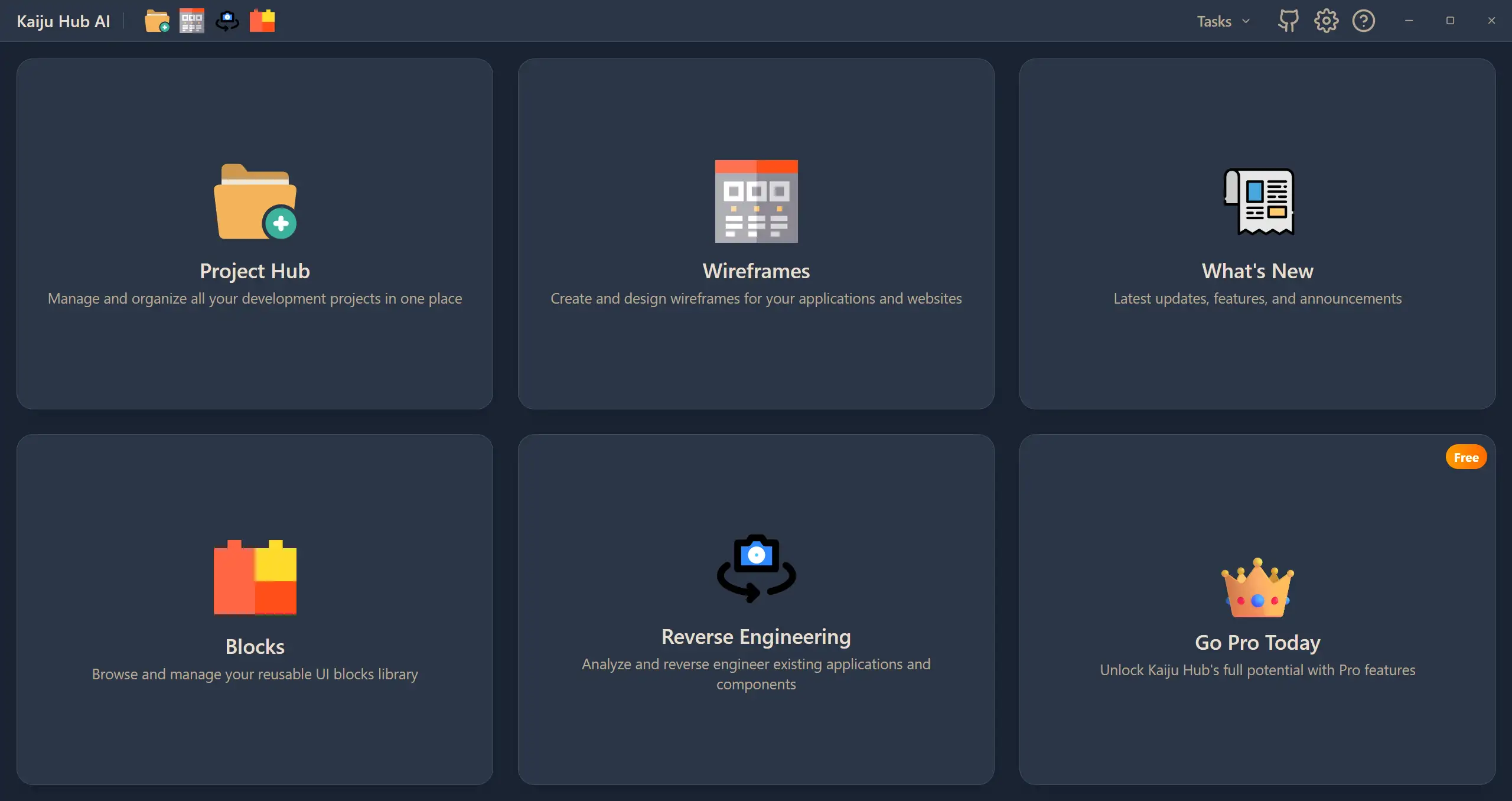 Kaiju Hub AI app builder workspace